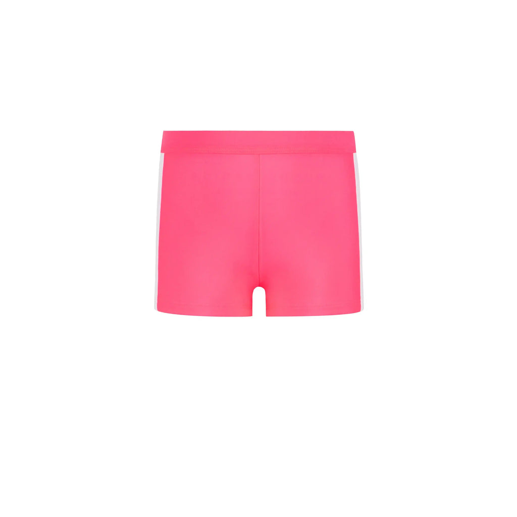 Candy Stripe Girls Rashguard Set pink swim bottoms, comfortable and stylish for young girls at the beach.