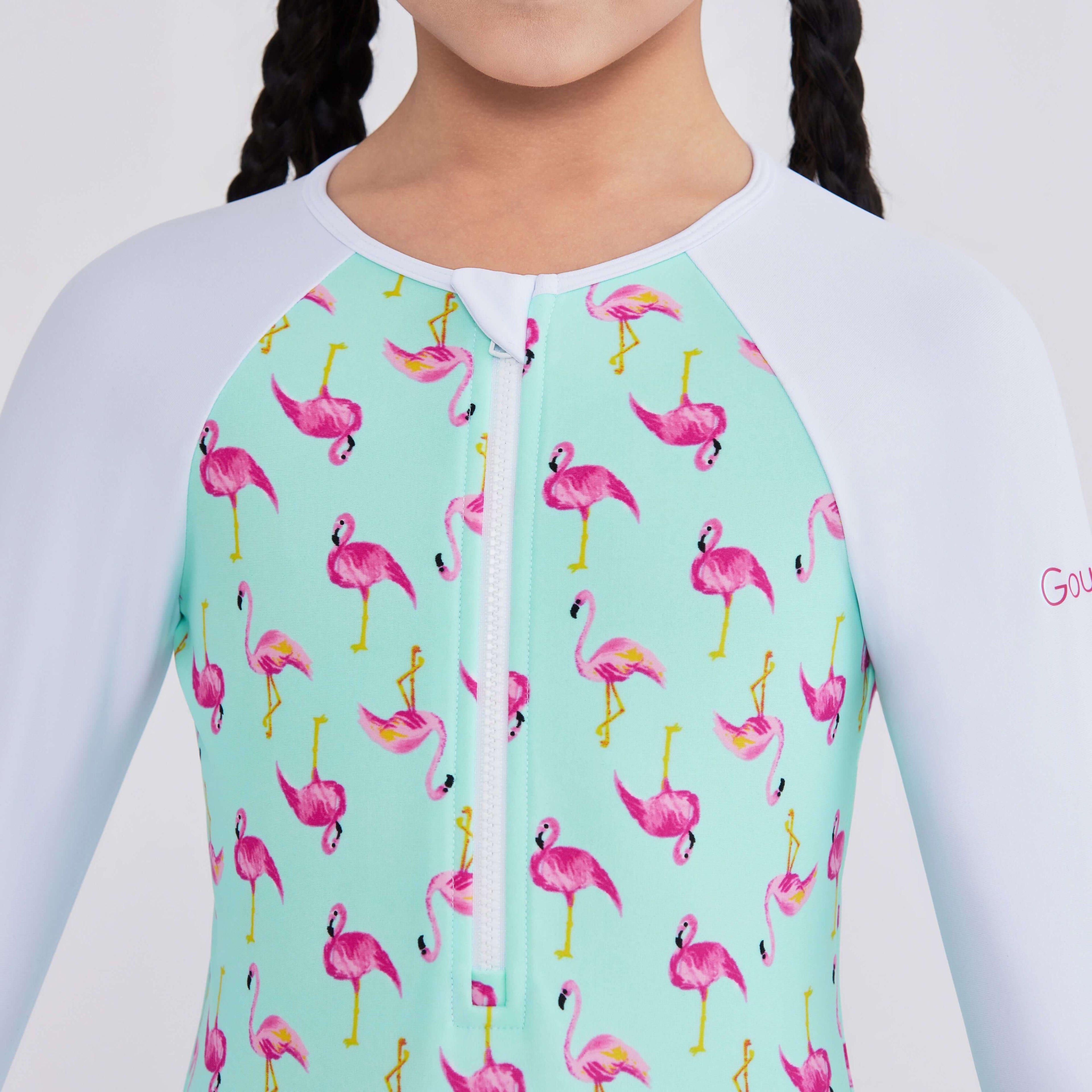 Flamingo Girls Long Sleeve Swimsuit