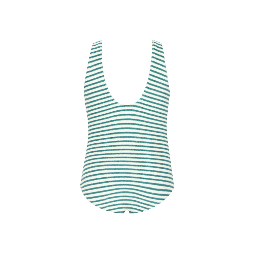 Terry Stripe Girls Swimsuit