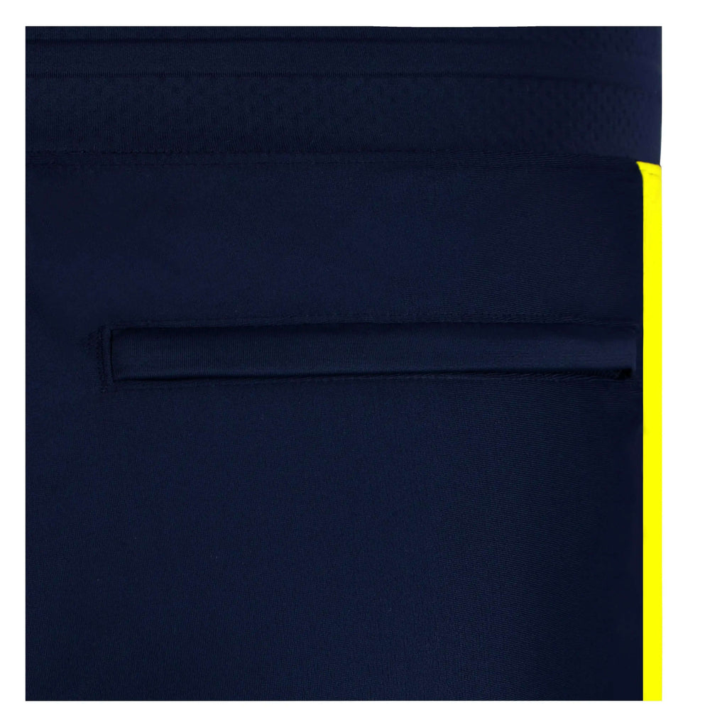 Close-up view of Radiant Mens Swim Shorts featuring a pocket and vibrant Radiant details.