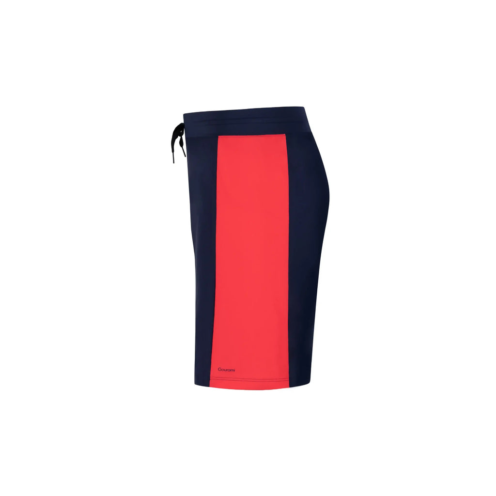 Radiant Mens Swim Shorts in navy and red design, perfect for beach and pool activities.