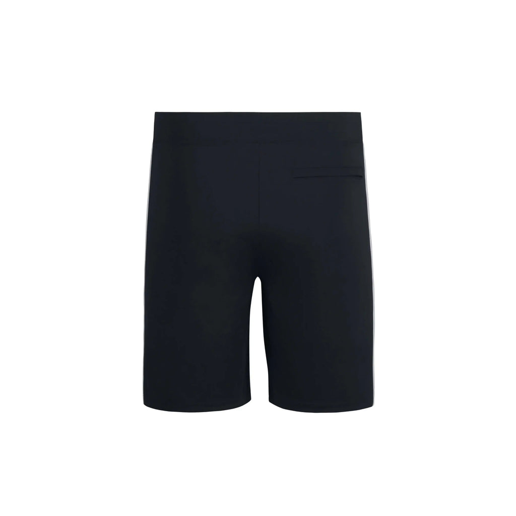 Black high-waisted activewear shorts with back pocket, ideal for running or gym workouts