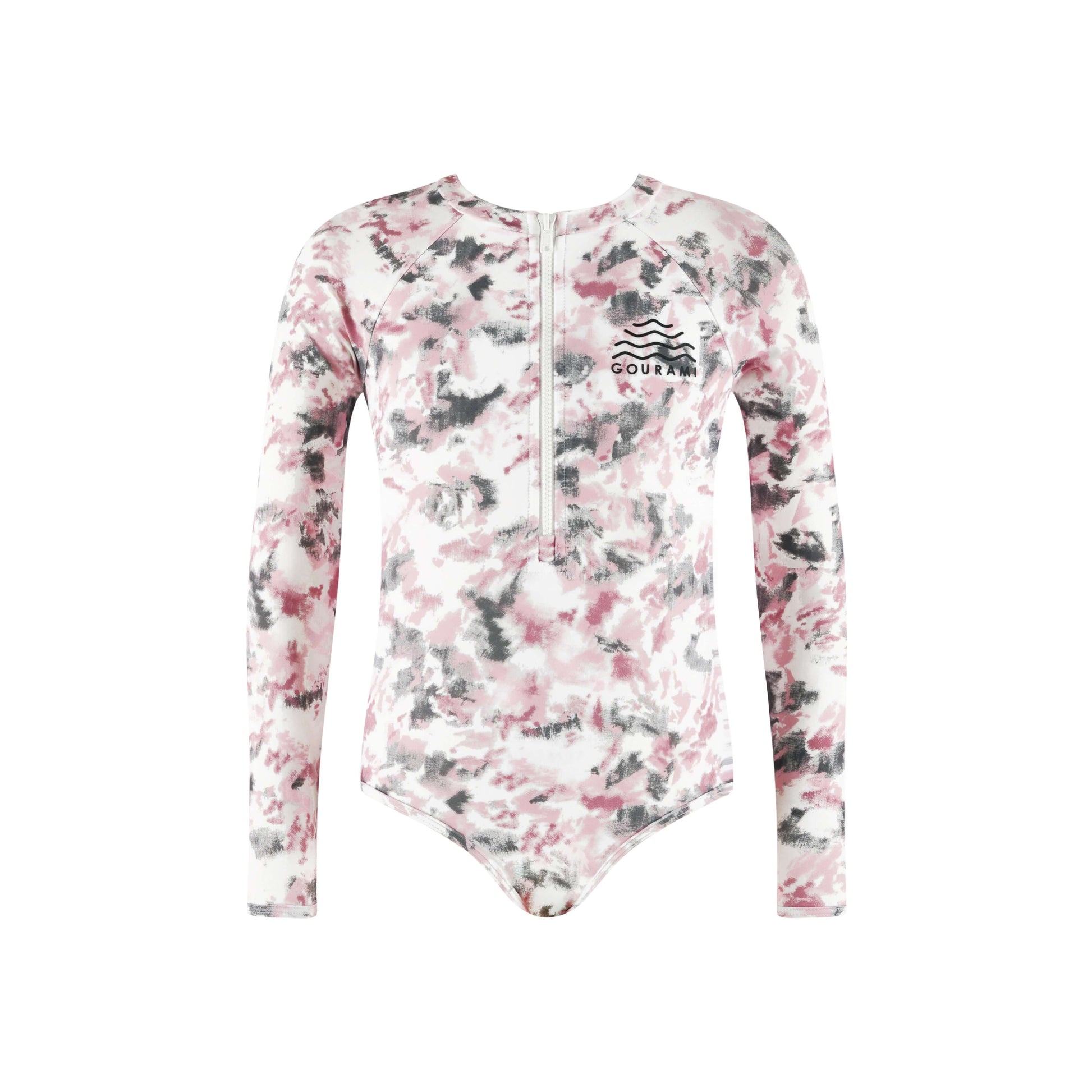 Brushstrokes Girls Long Sleeve Swimsuit - Gourami
