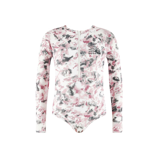Brushstrokes Girls Long Sleeve Swimsuit - Gourami