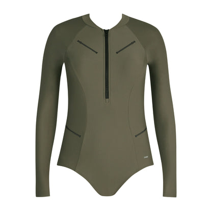 Zip Up Long Sleeve Swimsuit - Gourami